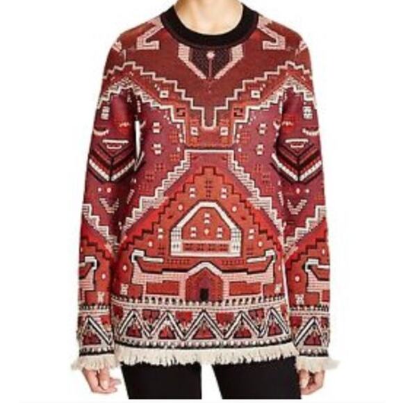 Tory Burch Tapestry Jacquard Crewneck Sweater Womens XS - Picture 1 of 13